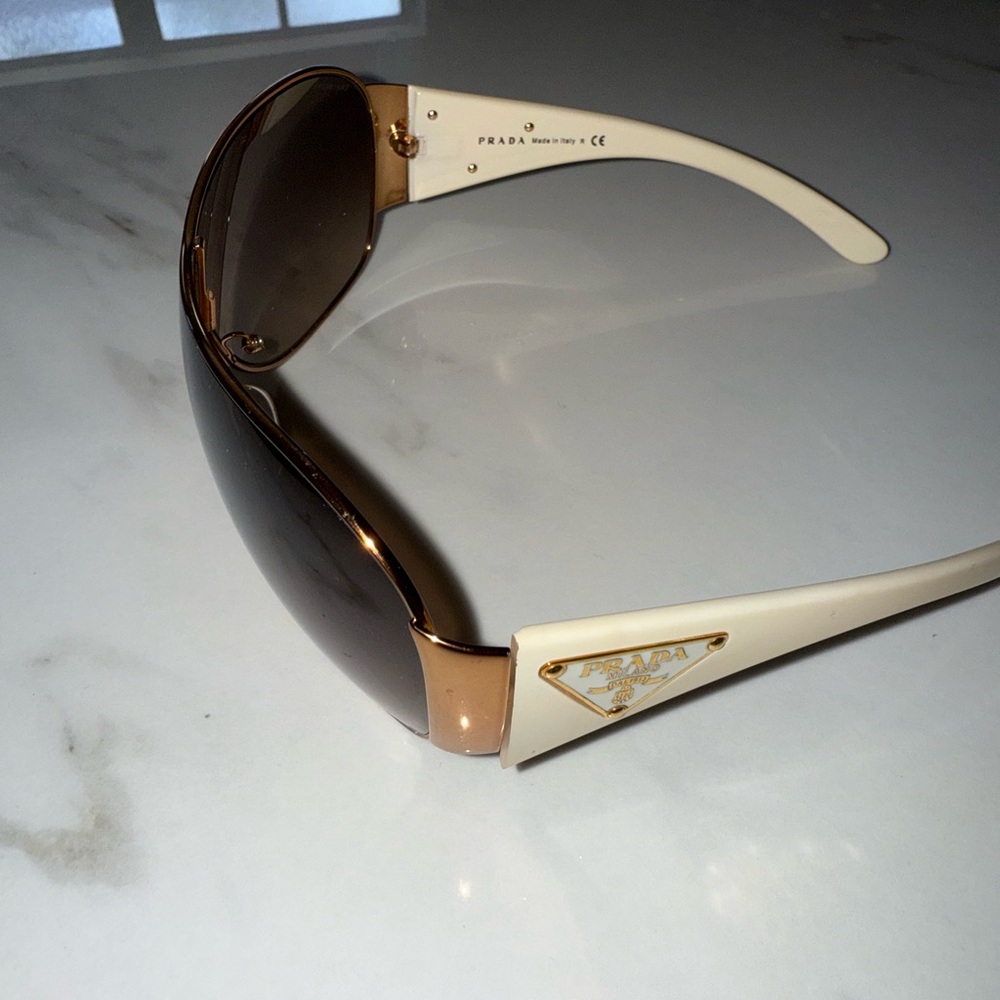 Prada Women's Sunglasses in Brown and Cream